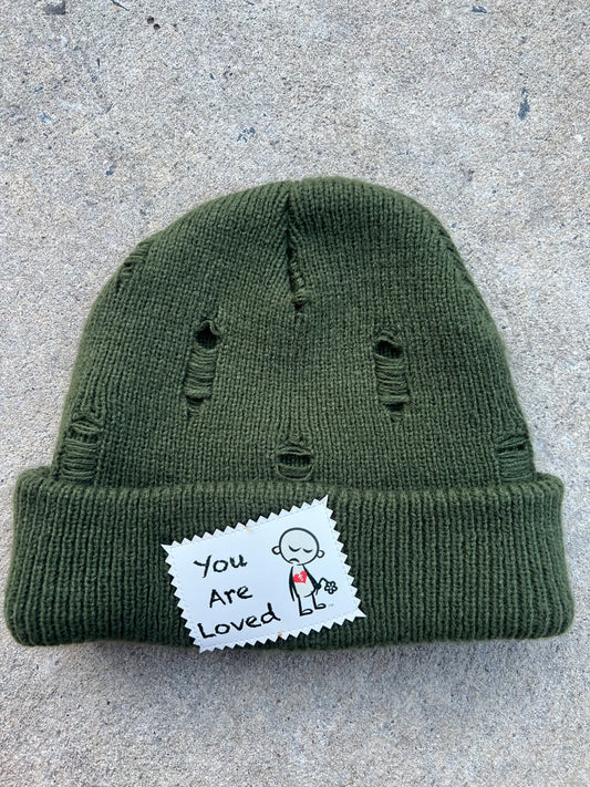 You Are Loved Green Beanie